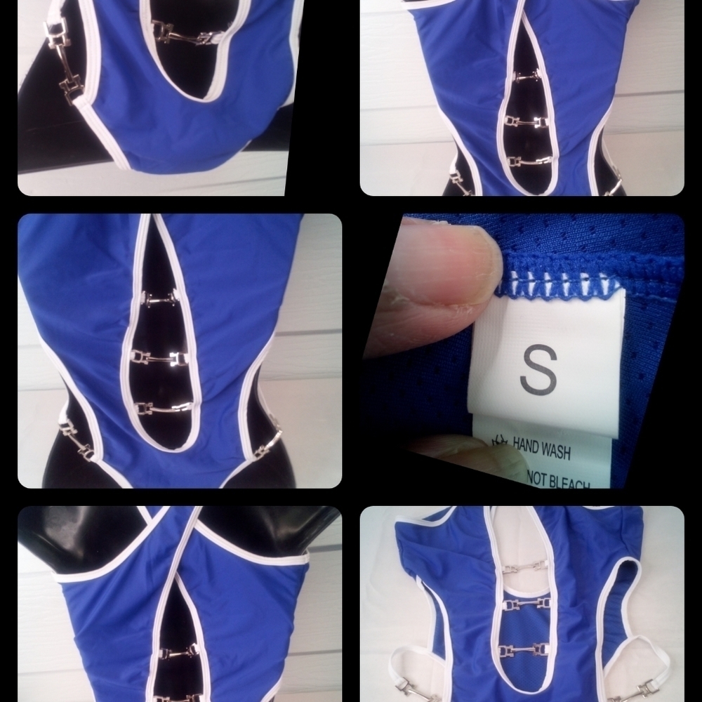 Blue one piece swimsuit - Picture 9 of 10